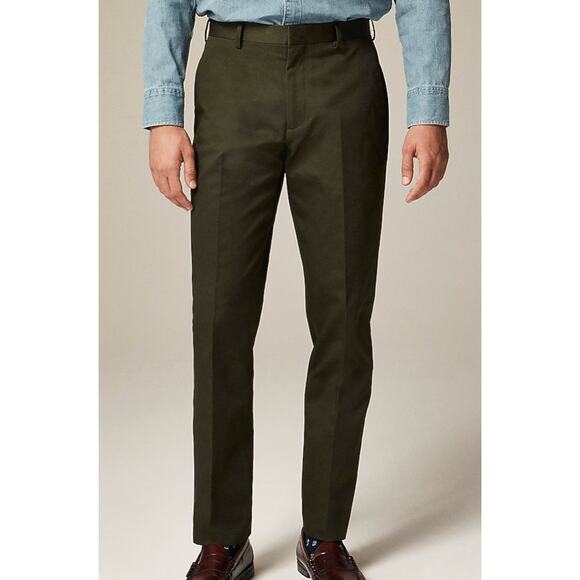 NWT J. Crew Men's Ludlow Slim-Fit Suit Dress Pant Italian Dark Olive Size 33x34